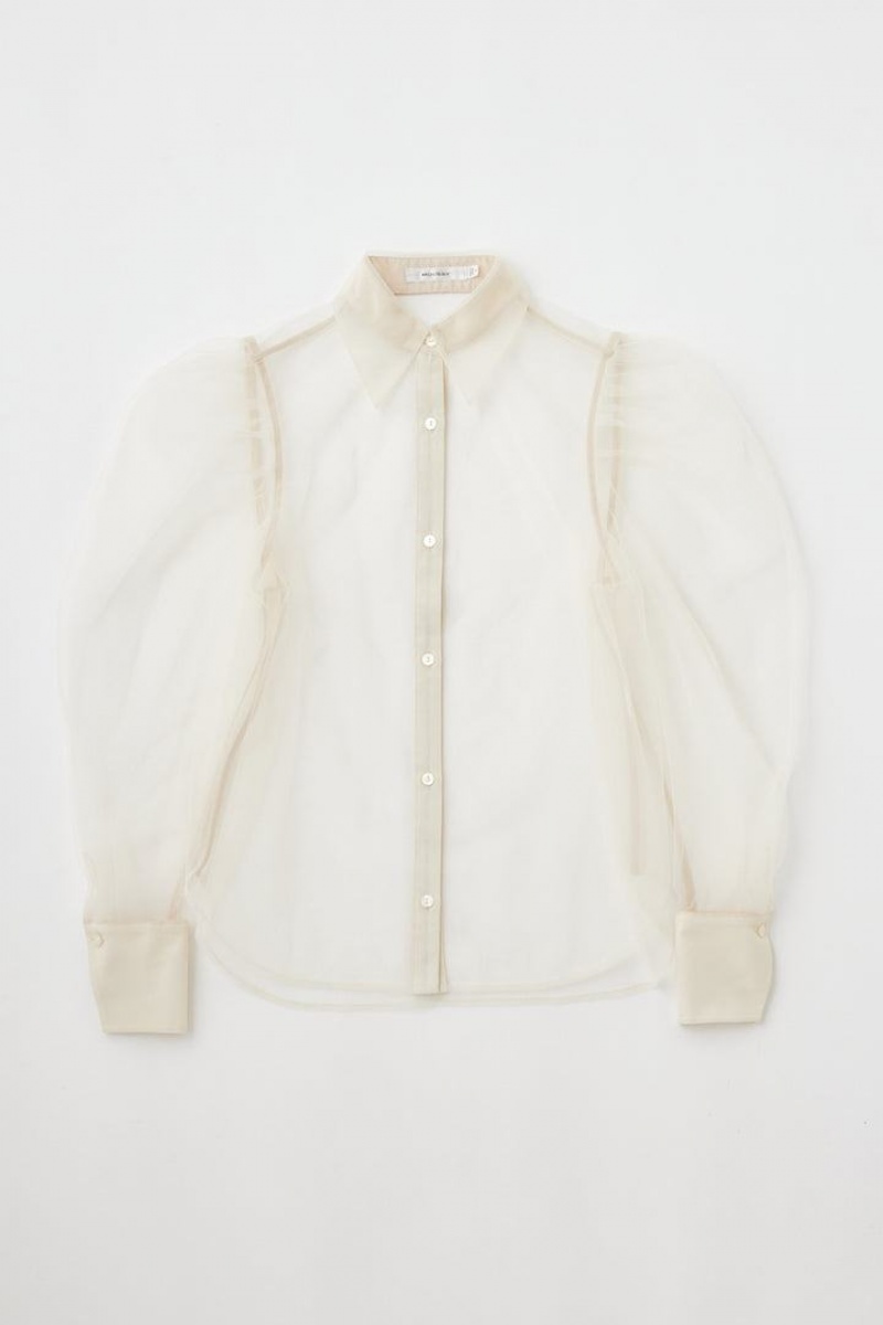 Dámské Halenka Moussy Tulle Layered Shirt Bílé | SGG3732FD