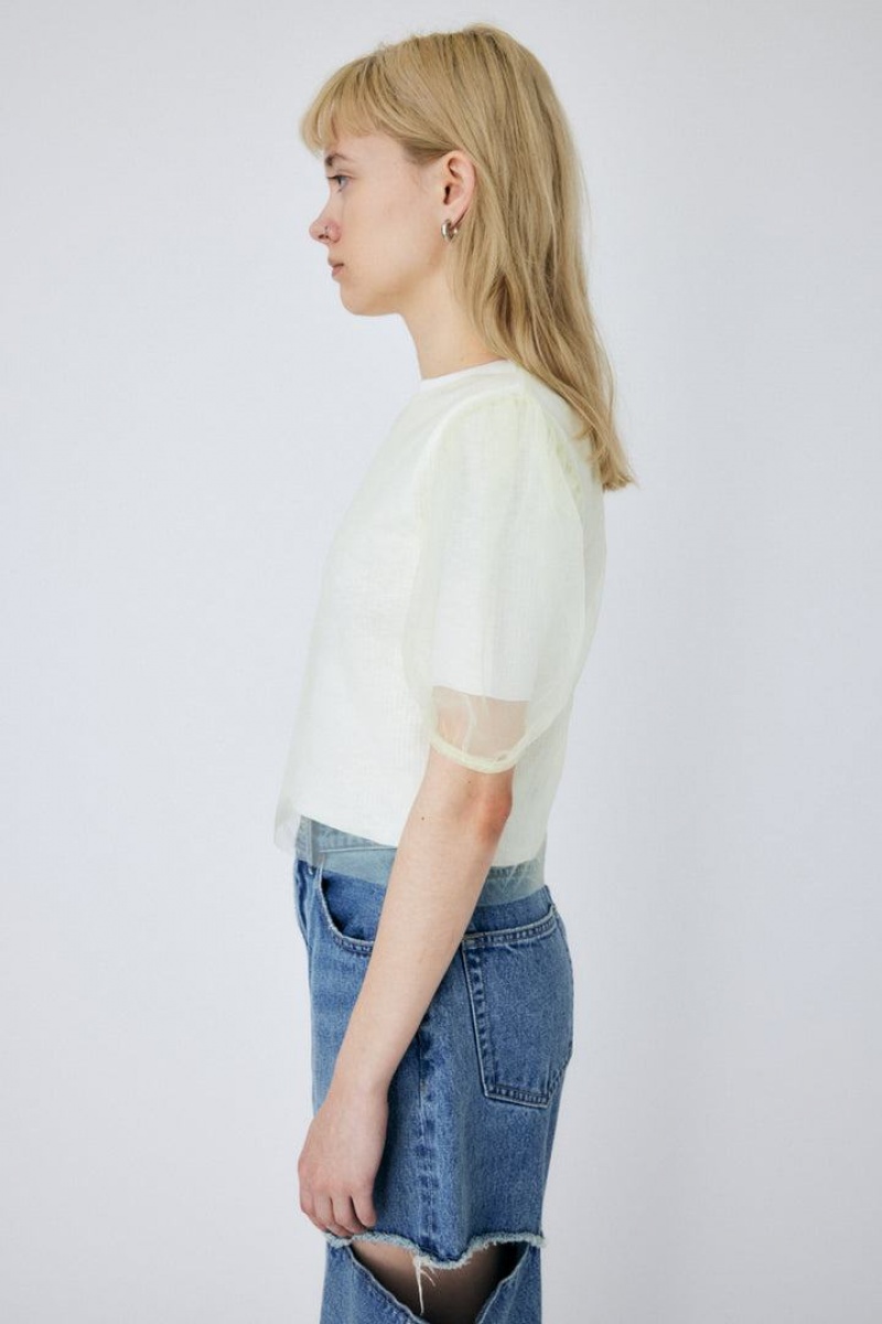 Dámské Halenka Moussy Tulle Layered Top Bílé | KJB8955RH