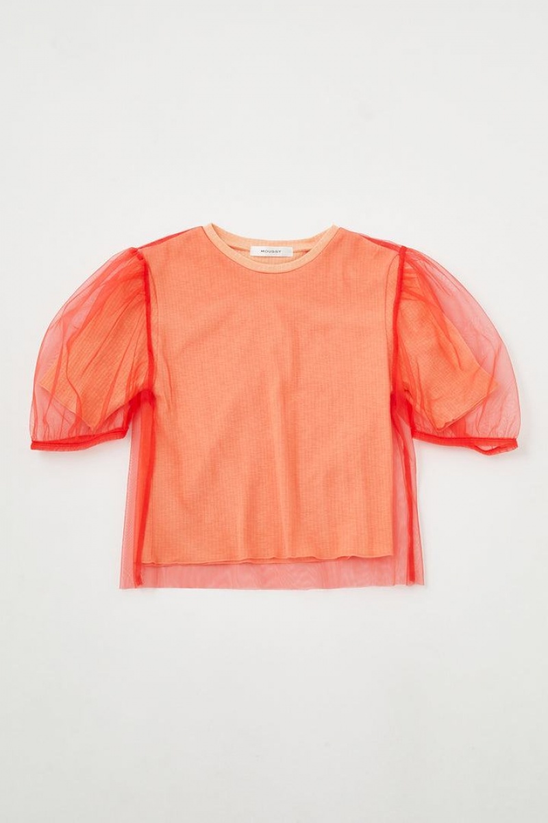 Dámské Halenka Moussy Tulle Layered Top Světle Oranžové | LSF3690ZL