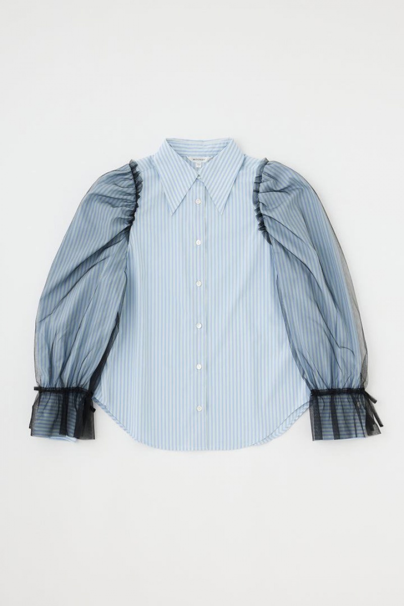 Dámské Halenka Moussy Tulle Sleeve Shirt Blankyt | HNX9983FG