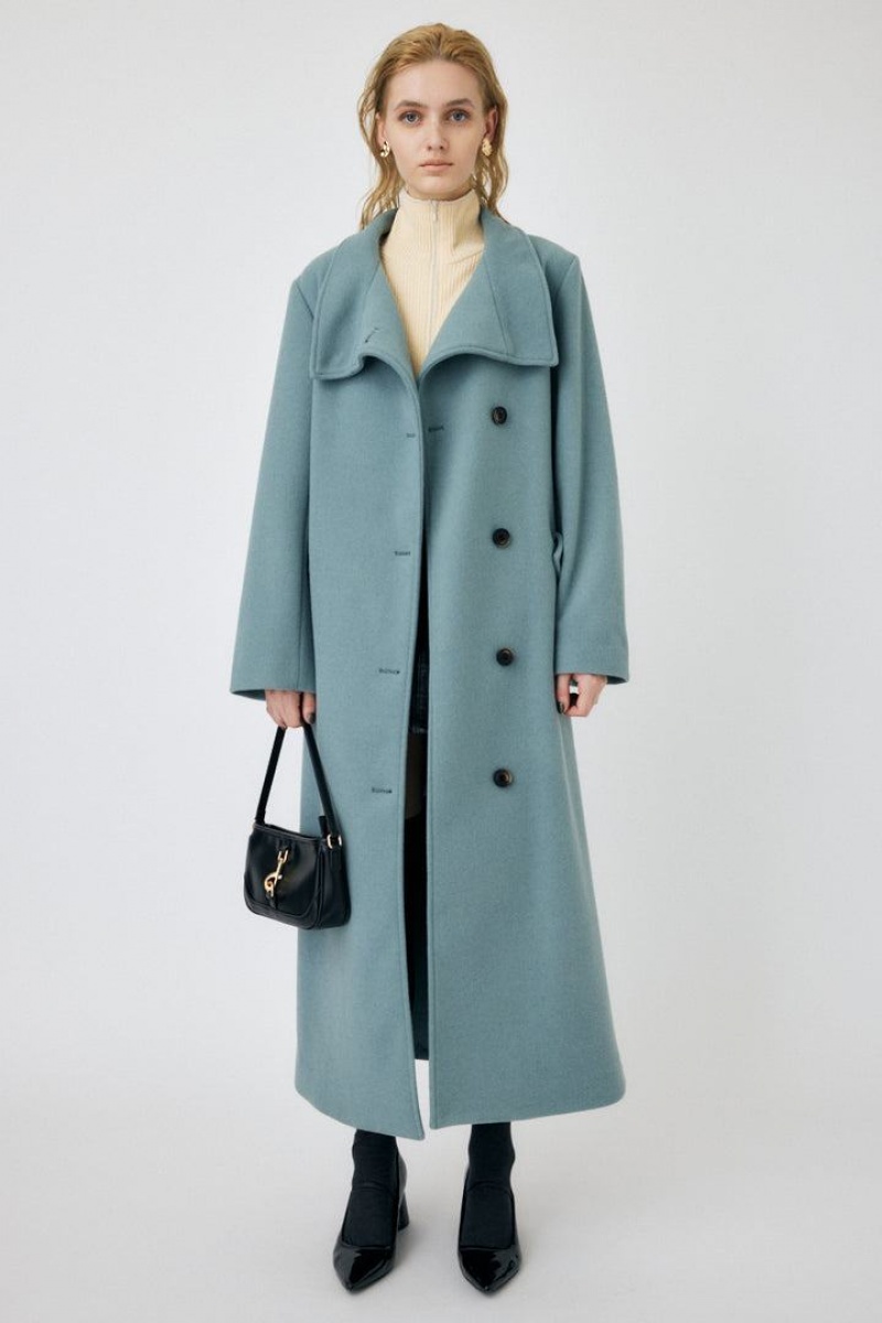 Dámské Kabáty Moussy Stand Collar Long Světle Blankyt | LRS6689HE