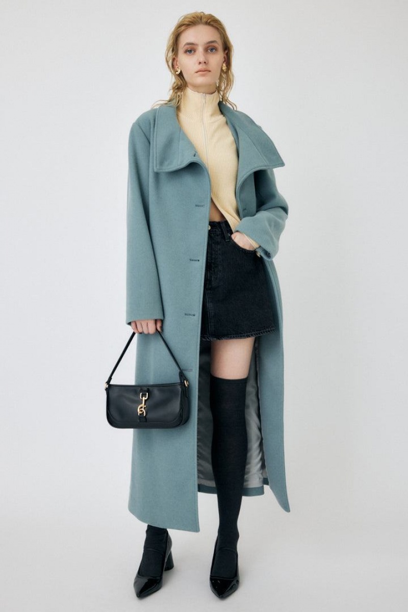 Dámské Kabáty Moussy Stand Collar Long Světle Blankyt | LRS6689HE