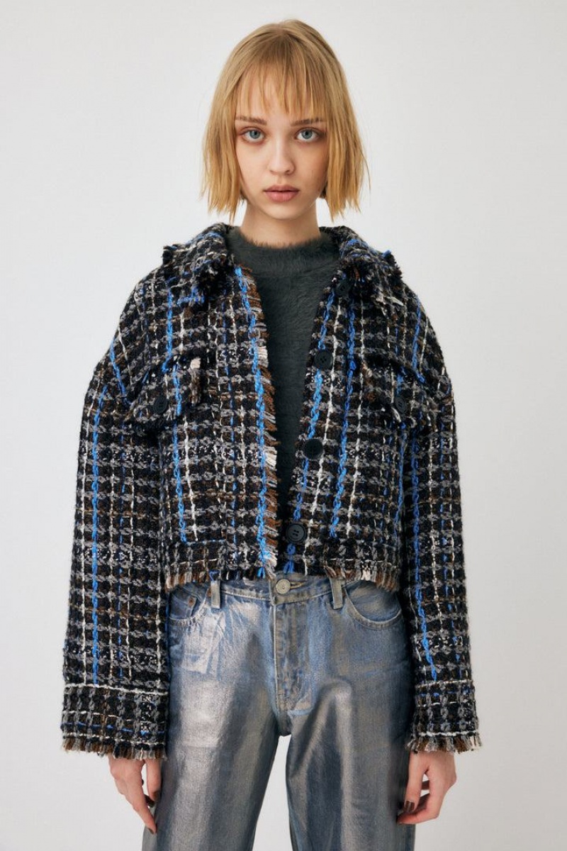 Dámské Kabáty Moussy Tweed Check Blouson Hnědé | ETS2161TC