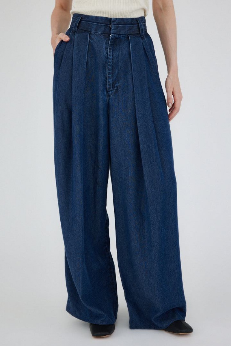 Dámské Kalhoty Moussy High-rise Tuck Denim Blankyt | XTV1355QJ