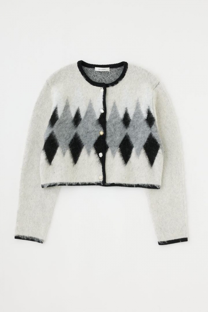 Dámské Kardigan Moussy Argyle Shaggy Bílé | VAG3329DW