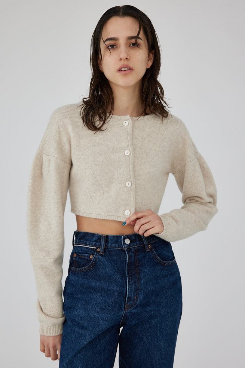 Dámské Kardigan Moussy Cropped Knit Bílé | YJY1977QU