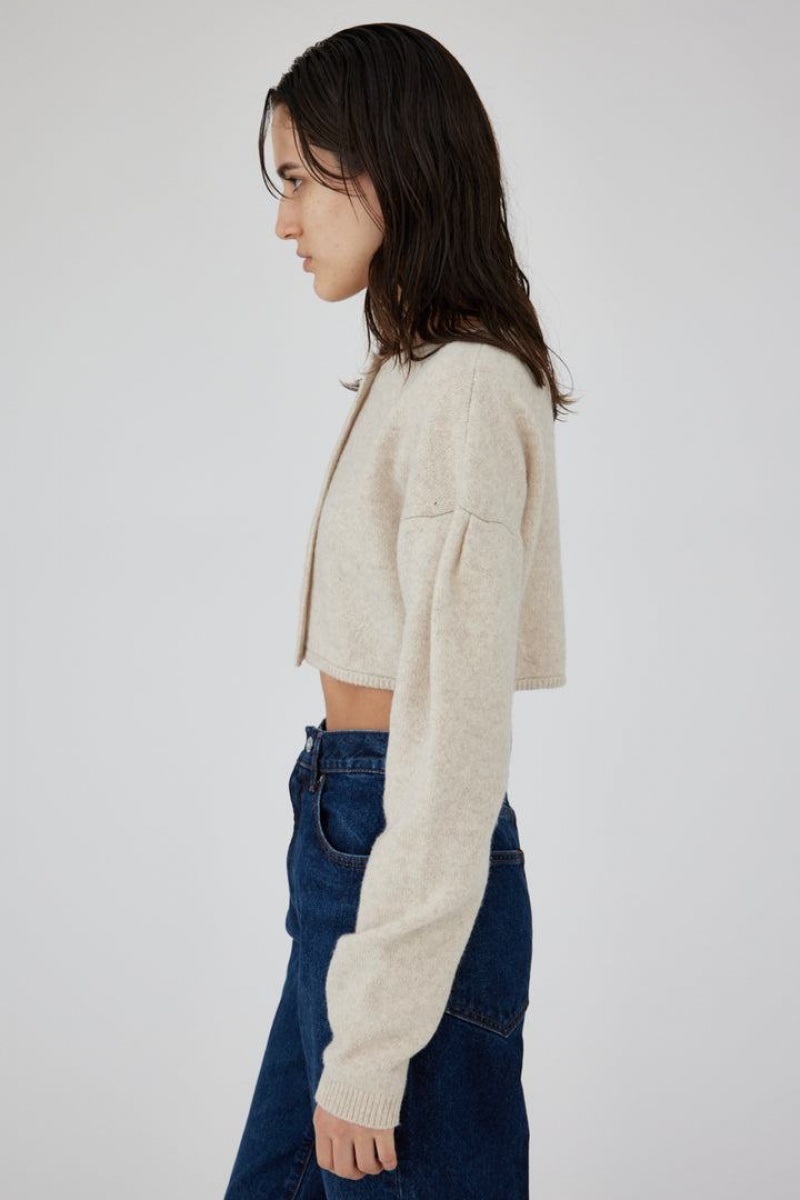 Dámské Kardigan Moussy Cropped Knit Bílé | YJY1977QU