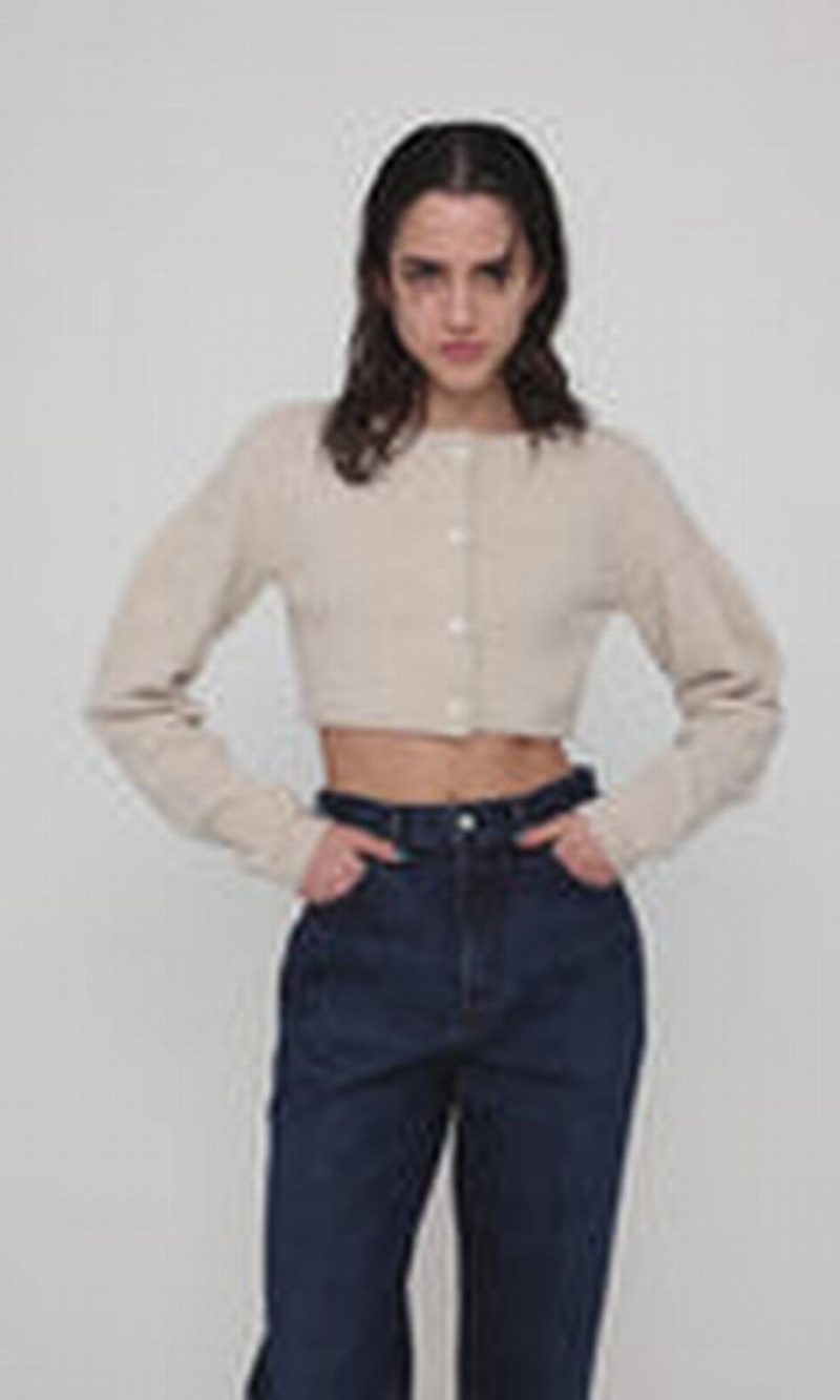 Dámské Kardigan Moussy Cropped Knit Bílé | YJY1977QU