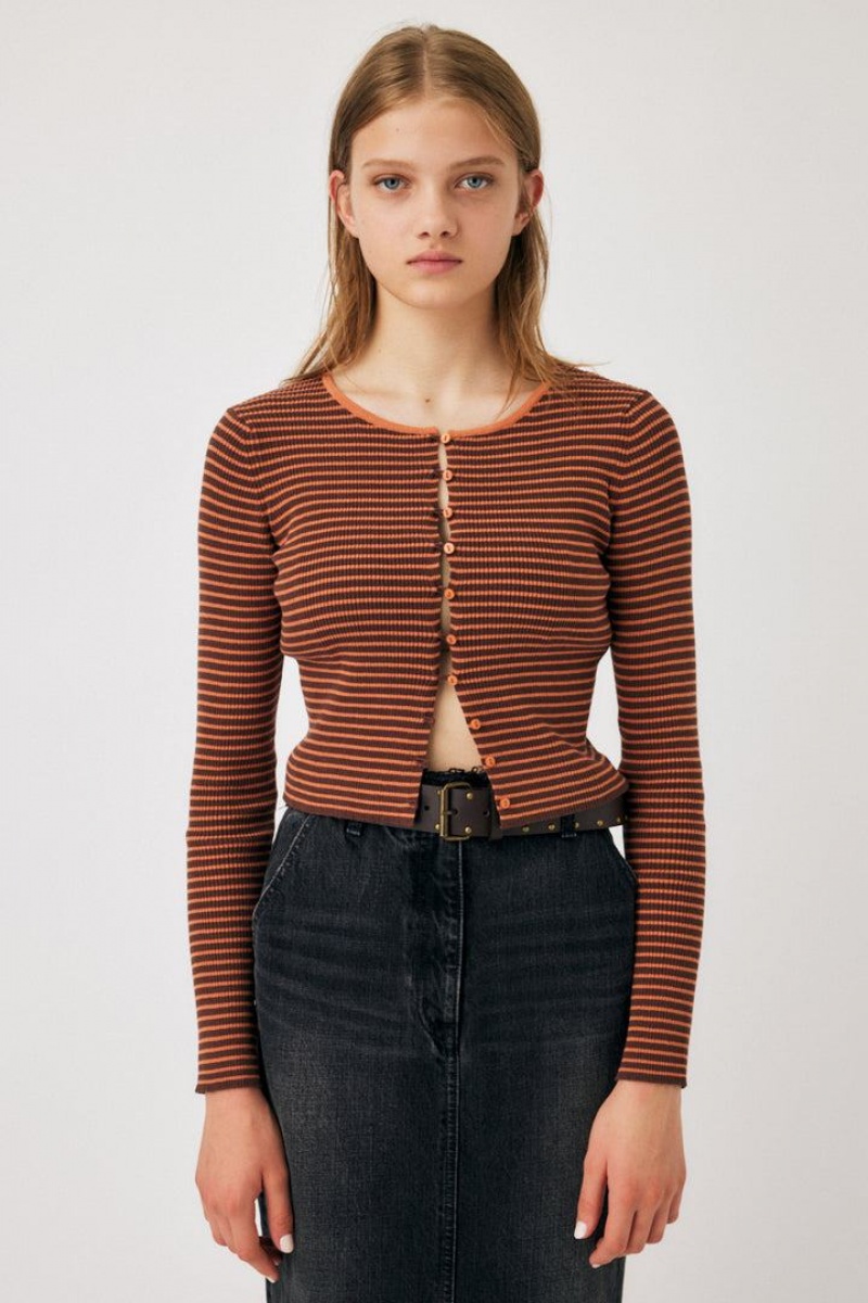 Dámské Kardigan Moussy Loop Button Knit Hnědé | JNN384AH