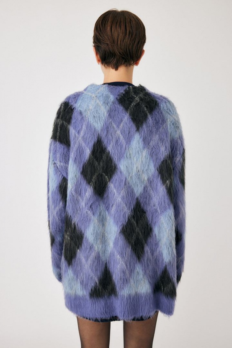 Dámské Kardigan Moussy Shaggy Knit Argyle Blankyt | LGX252RP