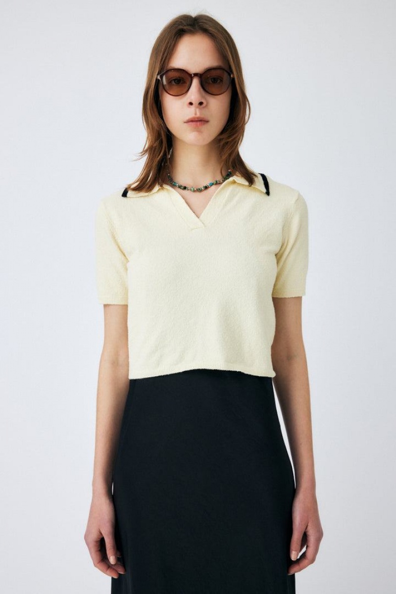 Dámské Košile Moussy Back Knot Knit Polo Bílé | PNE7783SU