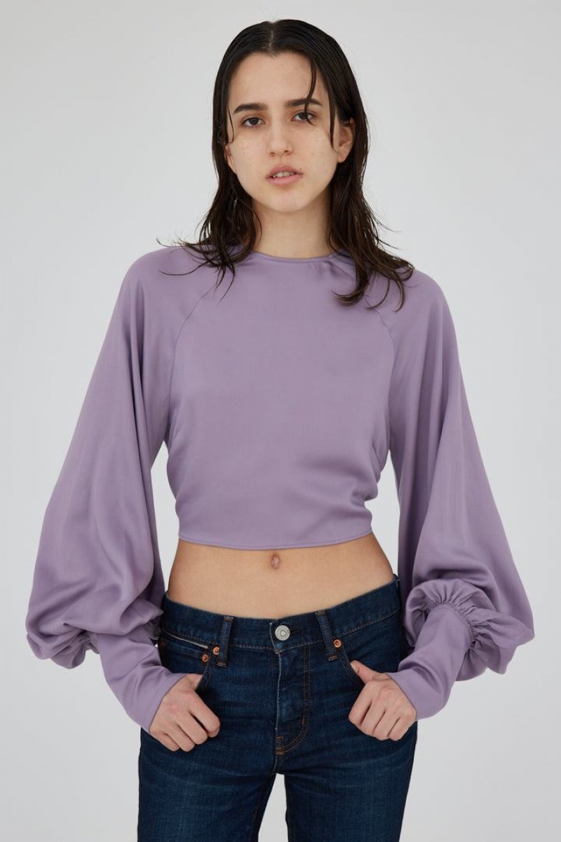 Dámské Košile Moussy Back Open Balloon Sleeve Fialové | PFE3583ZZ