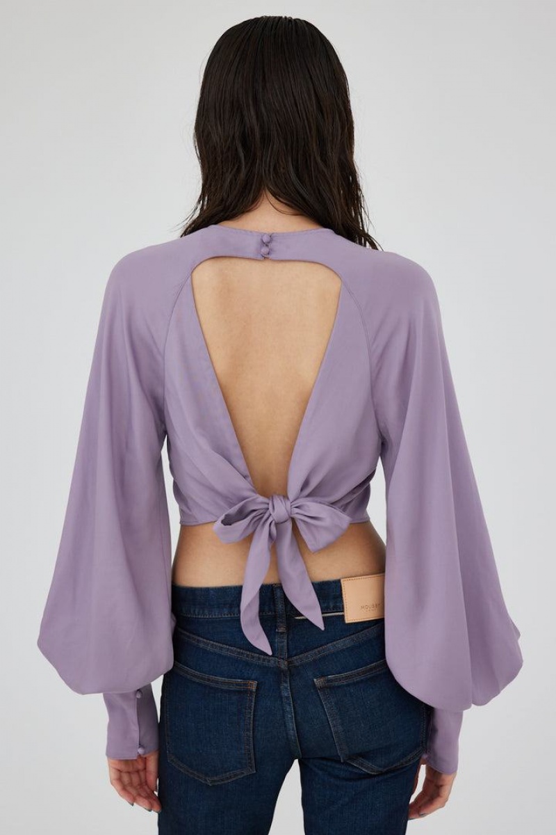 Dámské Košile Moussy Back Open Balloon Sleeve Fialové | PFE3583ZZ