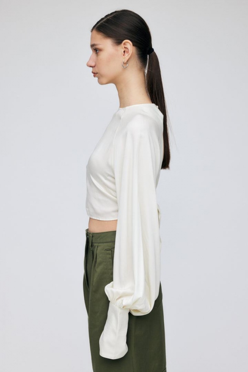 Dámské Košile Moussy Back Open Balloon Sleeve Bílé | QPA6268CU