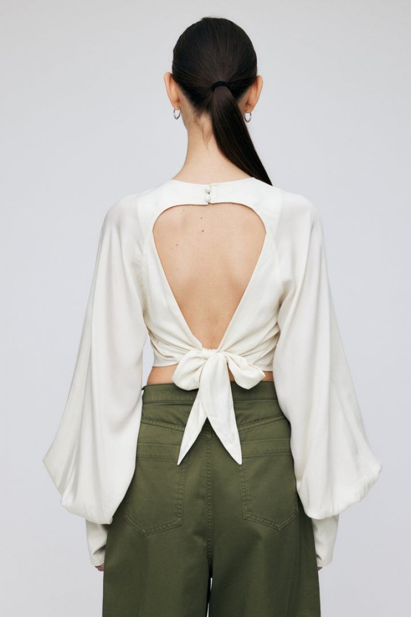 Dámské Košile Moussy Back Open Balloon Sleeve Bílé | QPA6268CU