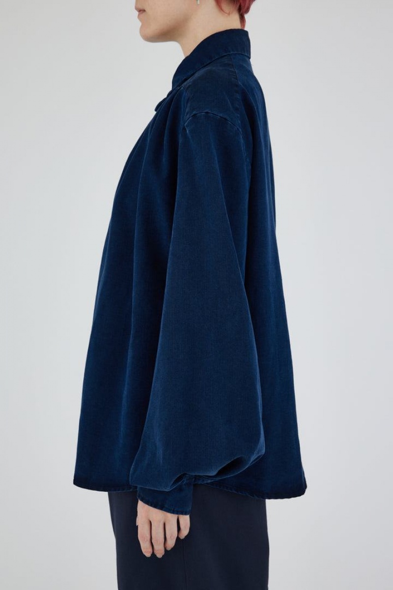 Dámské Košile Moussy Balloon Sleeves Denim Blankyt | DIL7630BL