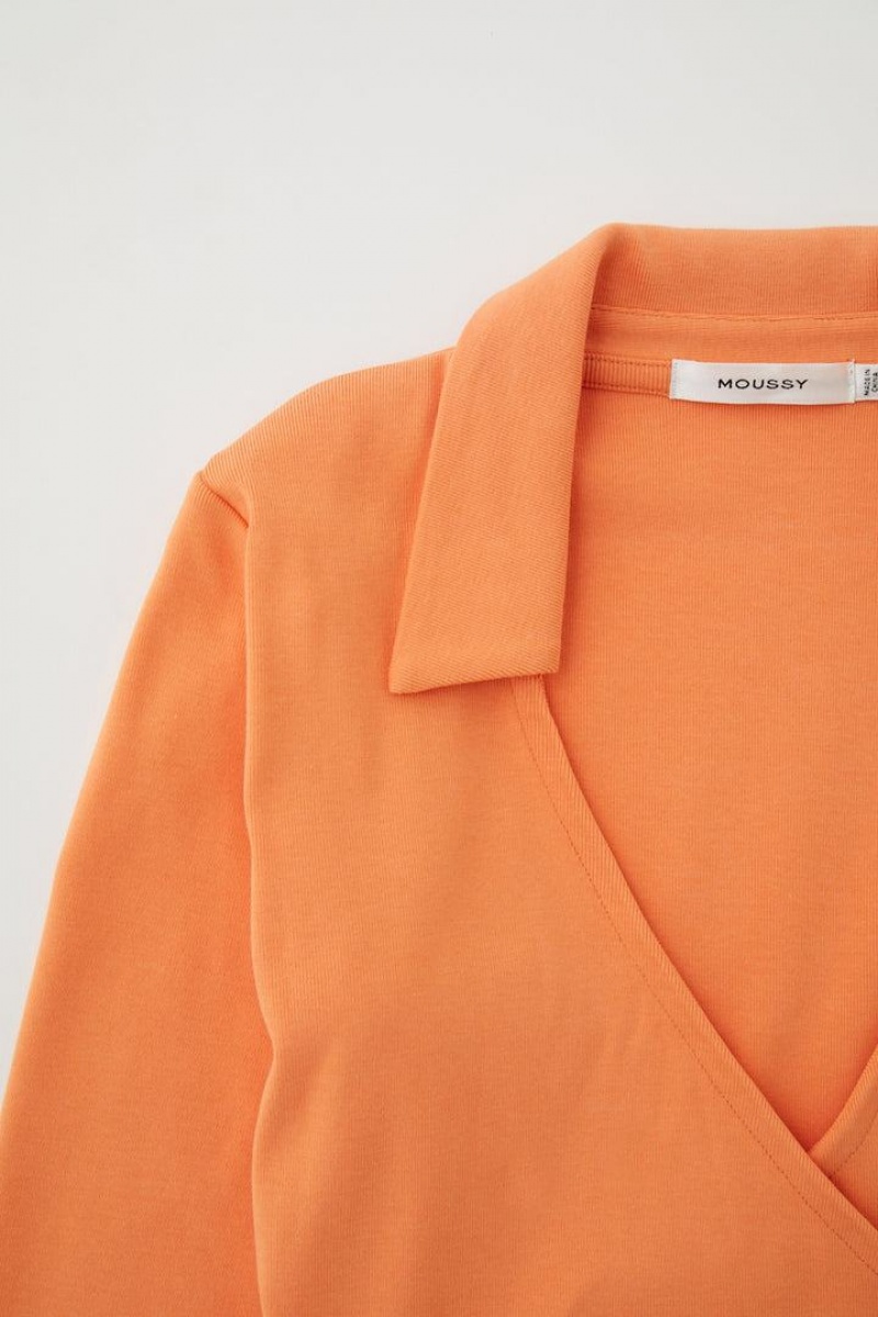 Dámské Košile Moussy Cross Over Long Sleeve Top Polo Oranžové | ILY5676AS