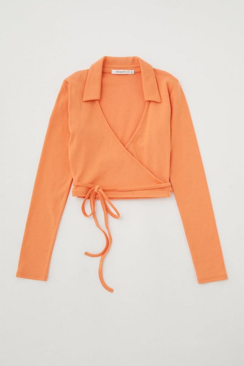 Dámské Košile Moussy Cross Over Long Sleeve Top Polo Oranžové | ILY5676AS