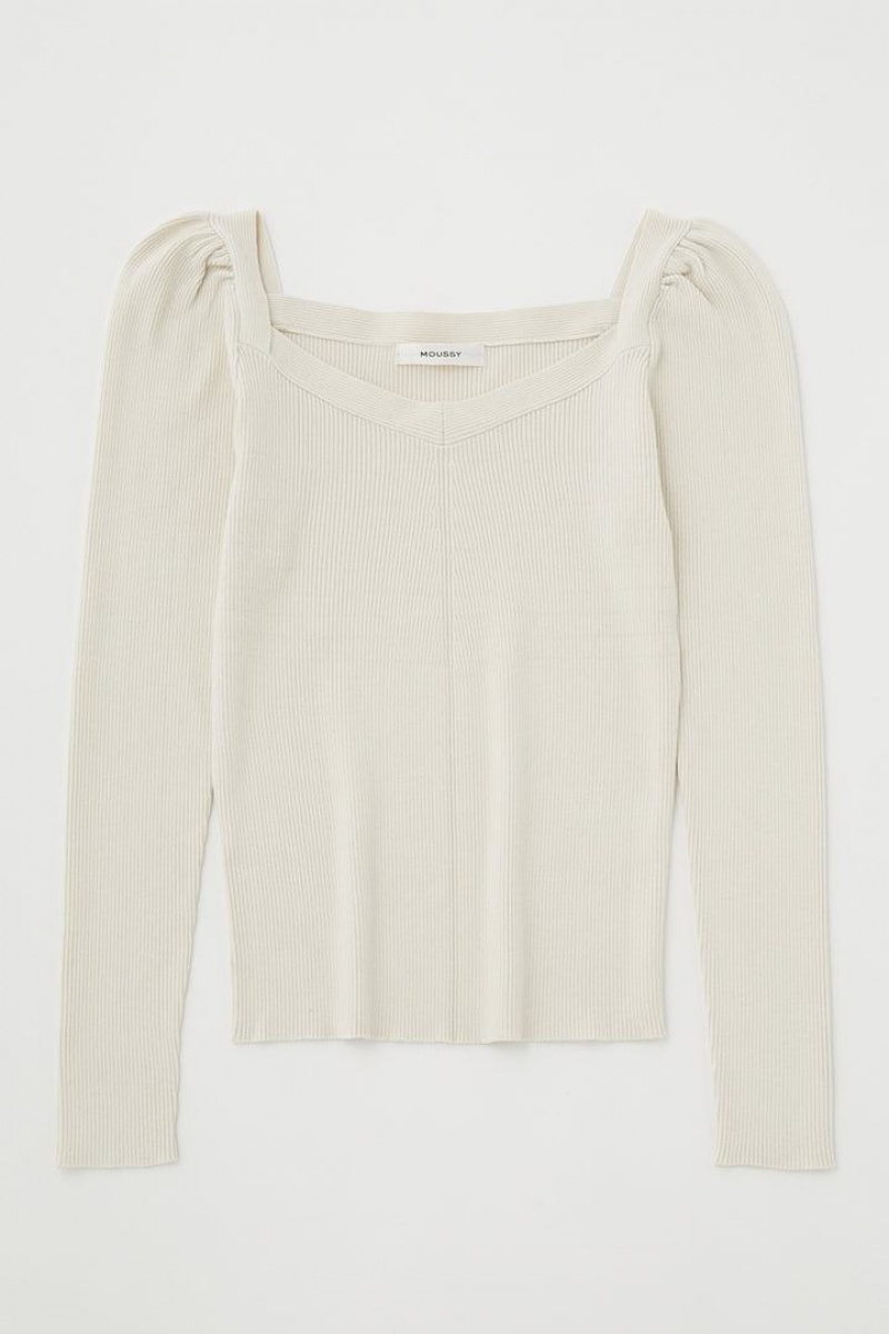 Dámské Košile Moussy Puff Shoulder Knit Top Bílé | JSW7842SI