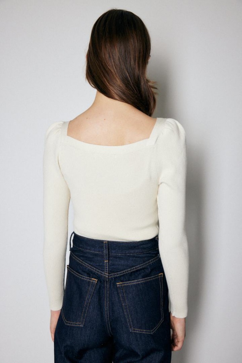 Dámské Košile Moussy Puff Shoulder Knit Top Bílé | JSW7842SI