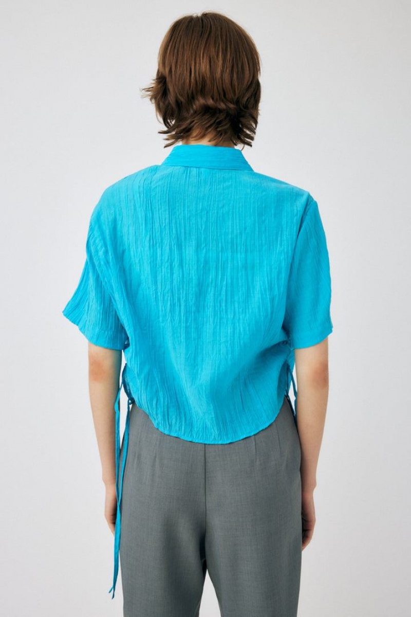 Dámské Košile Moussy Side Gather Shor Sleeve Tyrkysové | DFQ8216KD