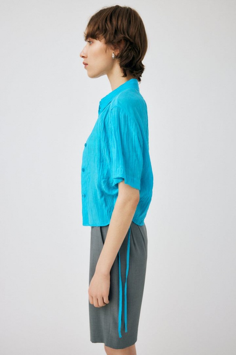 Dámské Košile Moussy Side Gather Shor Sleeve Tyrkysové | DFQ8216KD