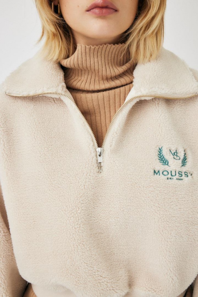 Dámské Mikiny Moussy Boa Half Zip Bílé | VVU9243OV