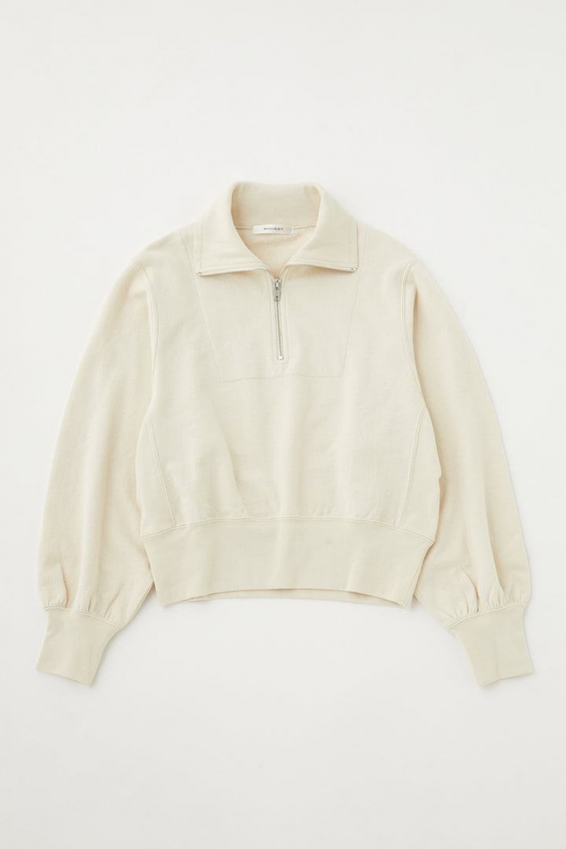 Dámské Mikiny Moussy Half Zip Bílé | PSS4983MZ