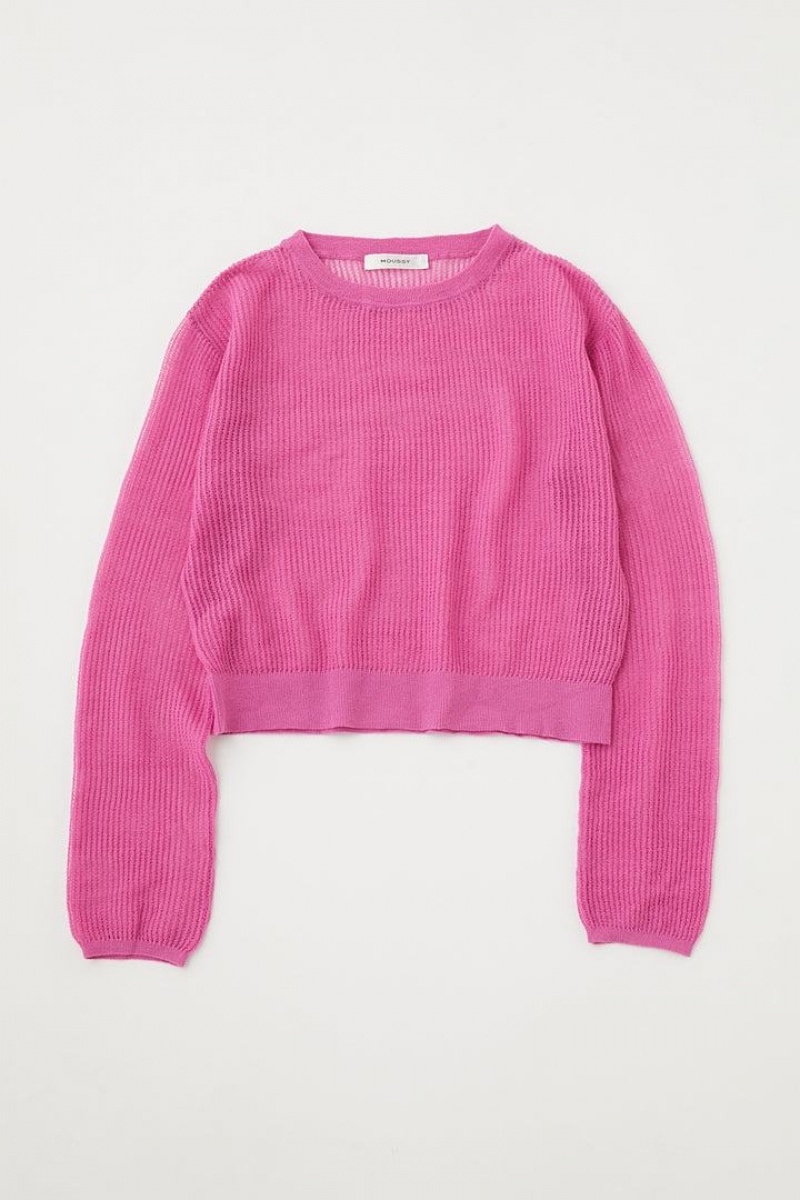 Dámské Mikiny Moussy Mesh Knit Top Růžové | MQD6456OT