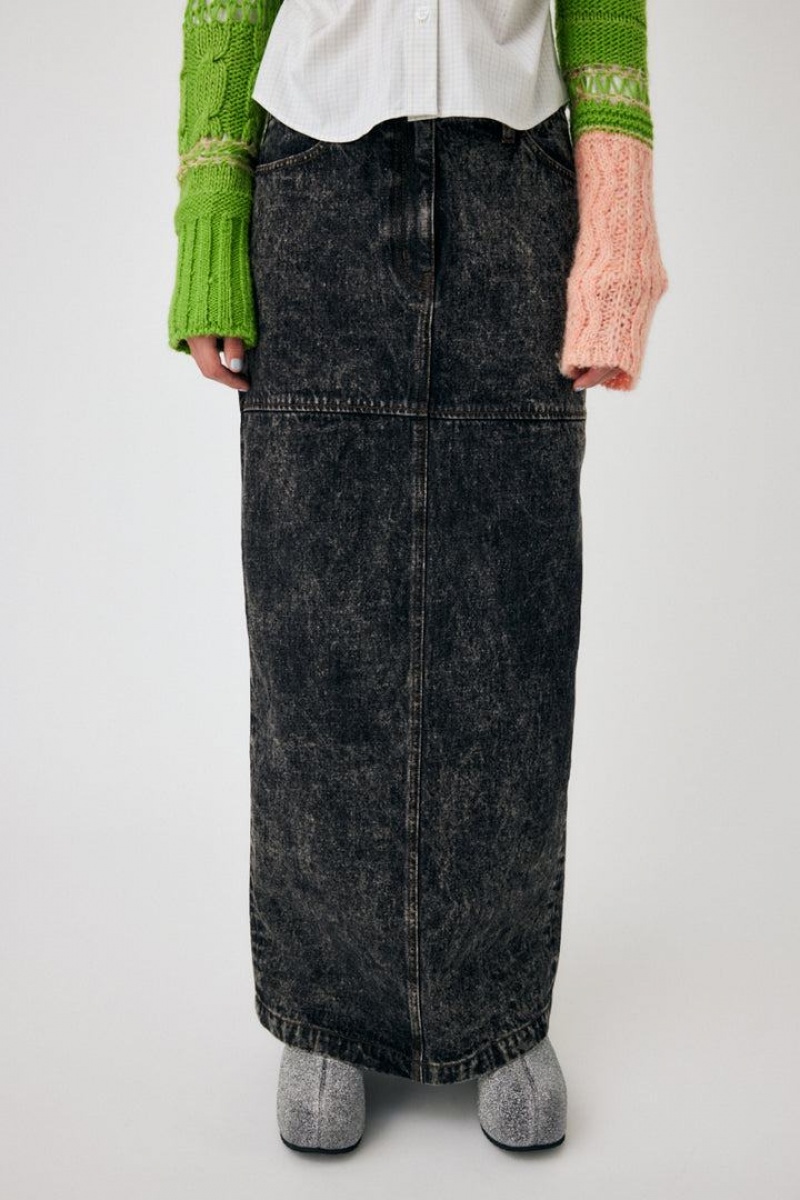 Dámské Sukně Moussy Acid Wash Pencil Maxi Světle Černé | OTA6229OB