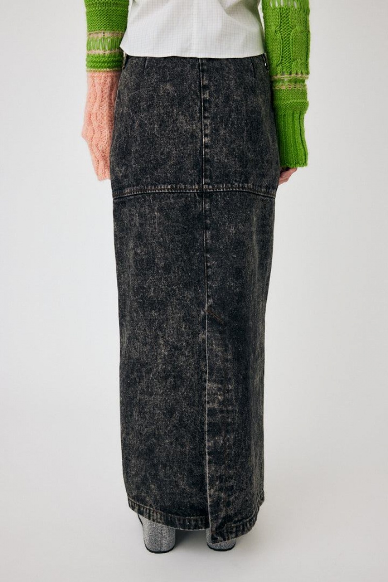 Dámské Sukně Moussy Acid Wash Pencil Maxi Světle Černé | OTA6229OB