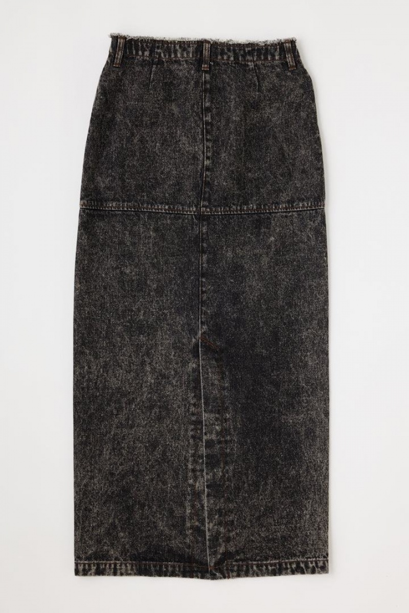 Dámské Sukně Moussy Acid Wash Pencil Maxi Světle Černé | OTA6229OB