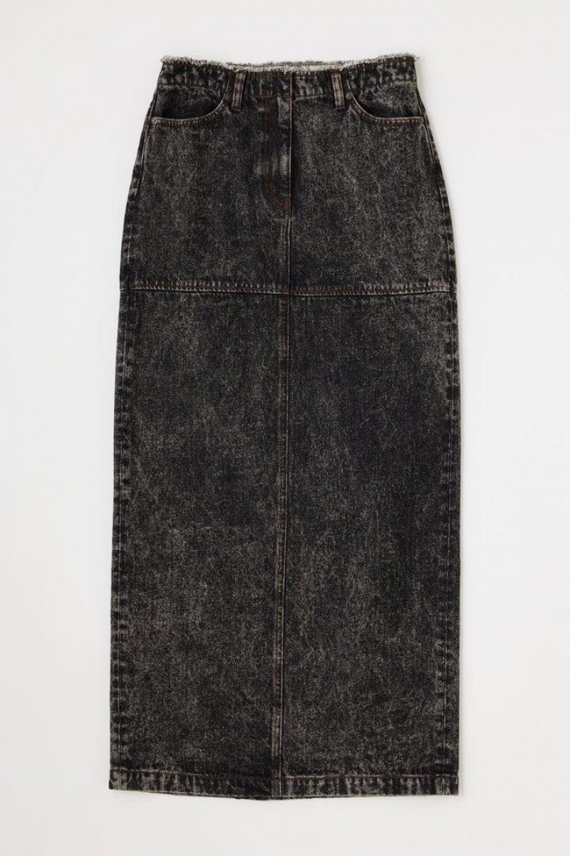 Dámské Sukně Moussy Acid Wash Pencil Maxi Světle Černé | OTA6229OB