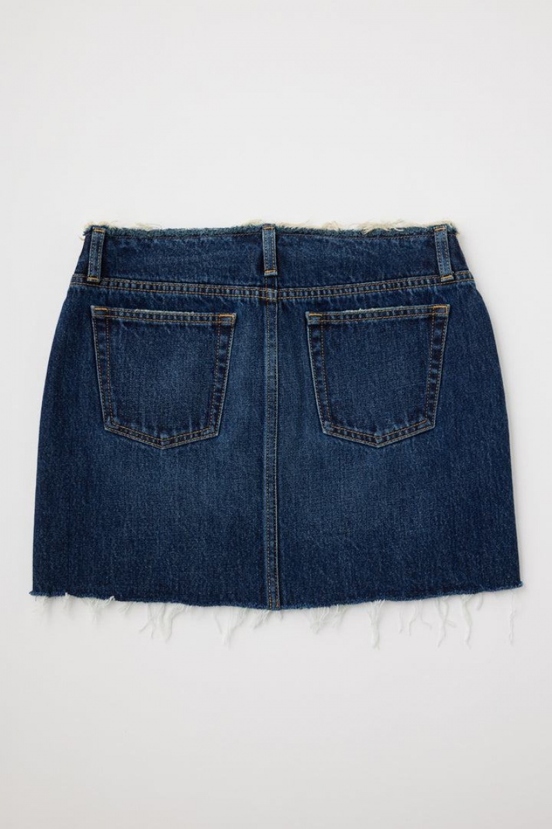 Dámské Sukně Moussy Low Pasem Denim Mini Tmavě Blankyt | KKW2335KQ