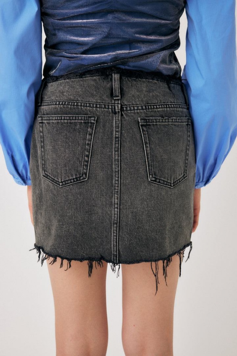 Dámské Sukně Moussy Low Pasem Denim Mini Černé | JPY3457PZ