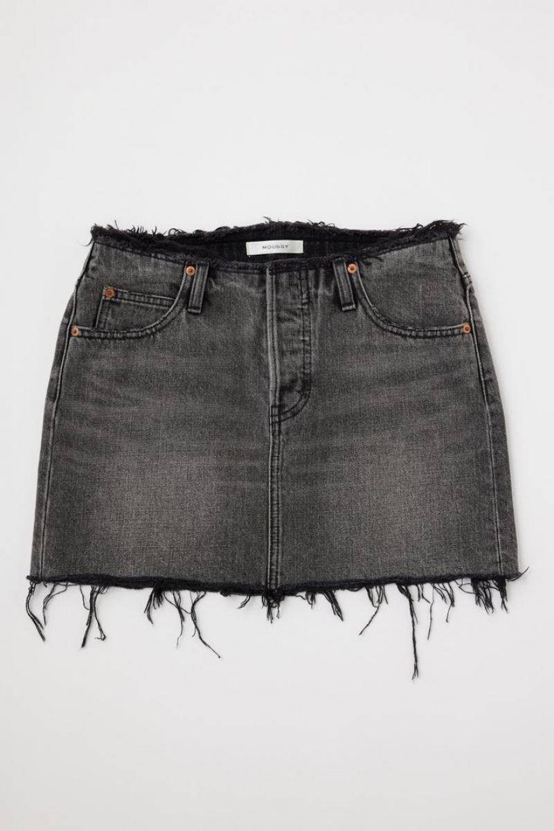 Dámské Sukně Moussy Low Pasem Denim Mini Černé | JPY3457PZ