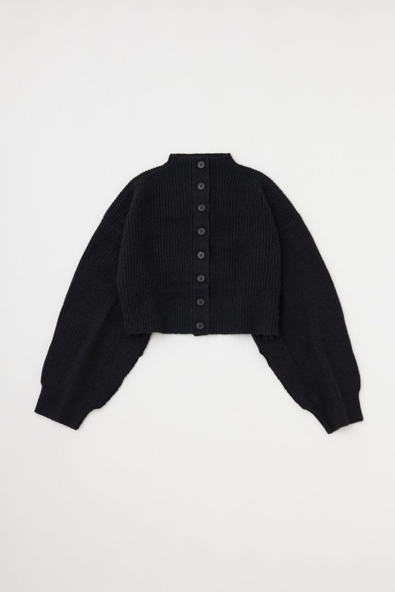 Dámské Svetry Moussy Backbutton Krátké Knit Černé | DKM9964EW