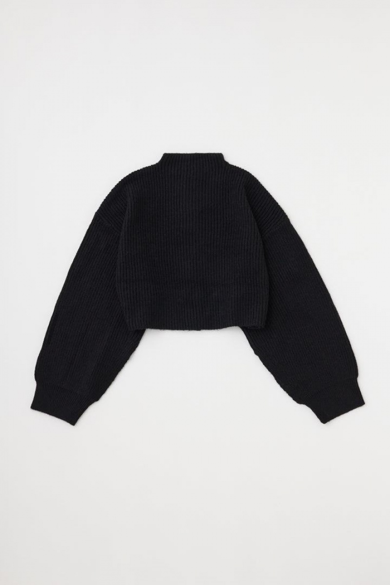 Dámské Svetry Moussy Backbutton Krátké Knit Černé | DKM9964EW