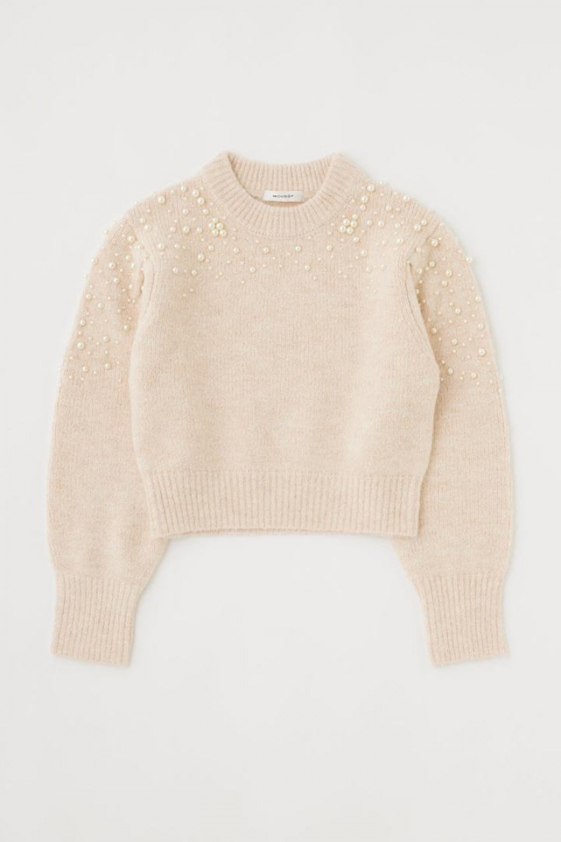 Dámské Svetry Moussy Beads Deco Knit Bílé | NAS4038VW