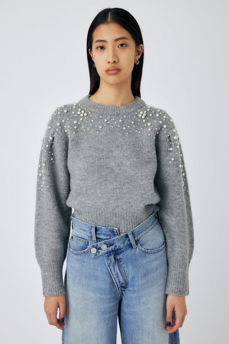 Dámské Svetry Moussy Beads Deco Knit Světle Šedé | VOP4167KI