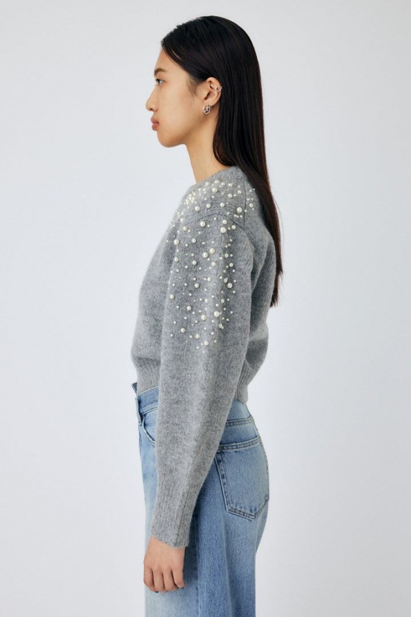 Dámské Svetry Moussy Beads Deco Knit Světle Šedé | VOP4167KI