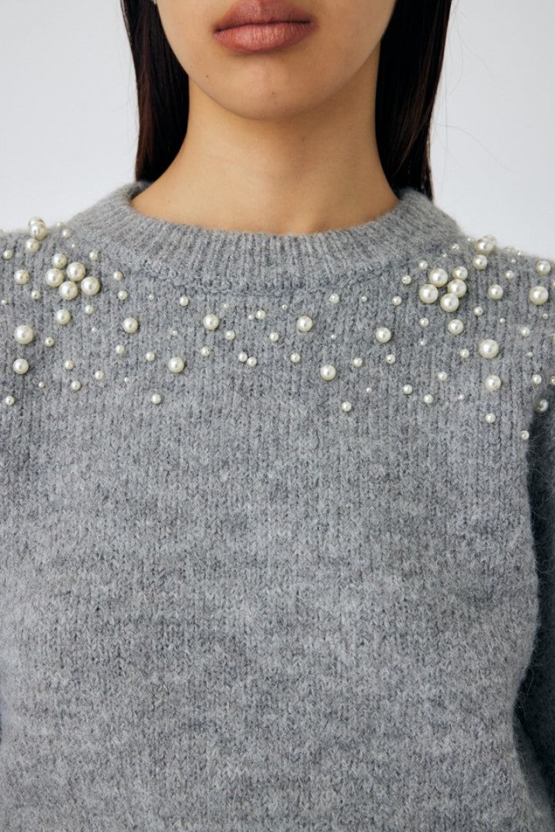 Dámské Svetry Moussy Beads Deco Knit Světle Šedé | VOP4167KI