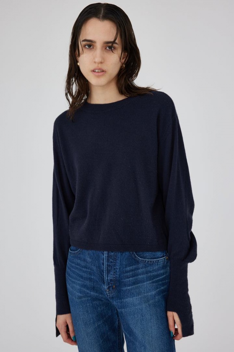 Dámské Svetry Moussy Bump Sleeve Knit Top Tmavě Tmavě Blankyt | GJW5472ED