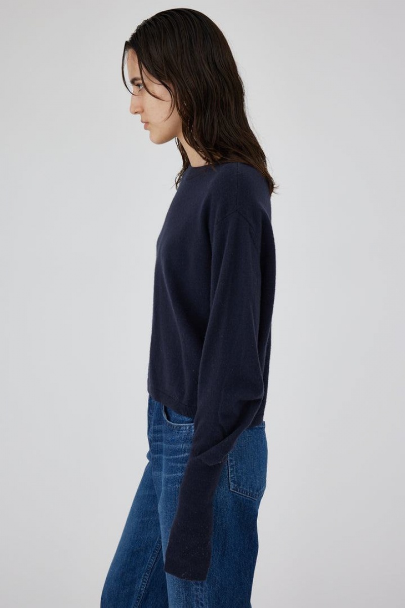 Dámské Svetry Moussy Bump Sleeve Knit Top Tmavě Tmavě Blankyt | GJW5472ED