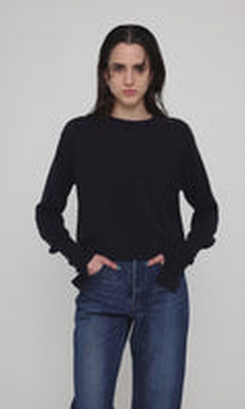 Dámské Svetry Moussy Bump Sleeve Knit Top Tmavě Tmavě Blankyt | GJW5472ED