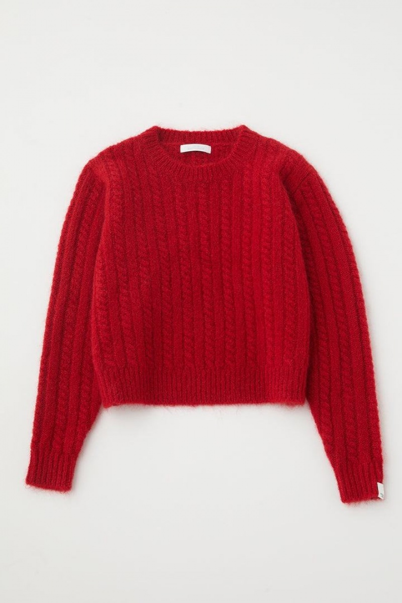 Dámské Svetry Moussy Cable Knit Top Červené | TUR8555JQ