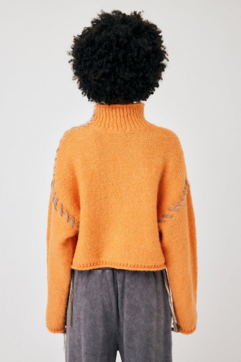 Dámské Svetry Moussy Cropped Stitching Knit Oranžové | UQO901BN