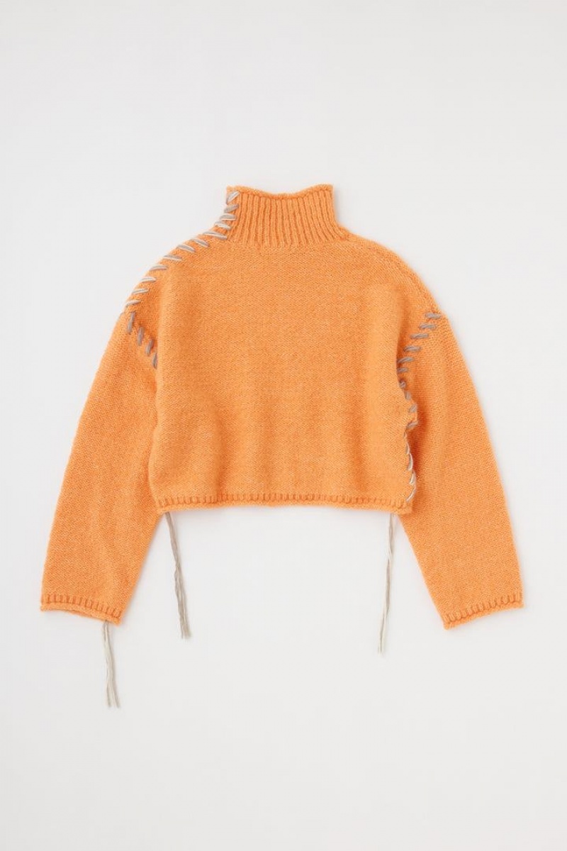 Dámské Svetry Moussy Cropped Stitching Knit Oranžové | UQO901BN