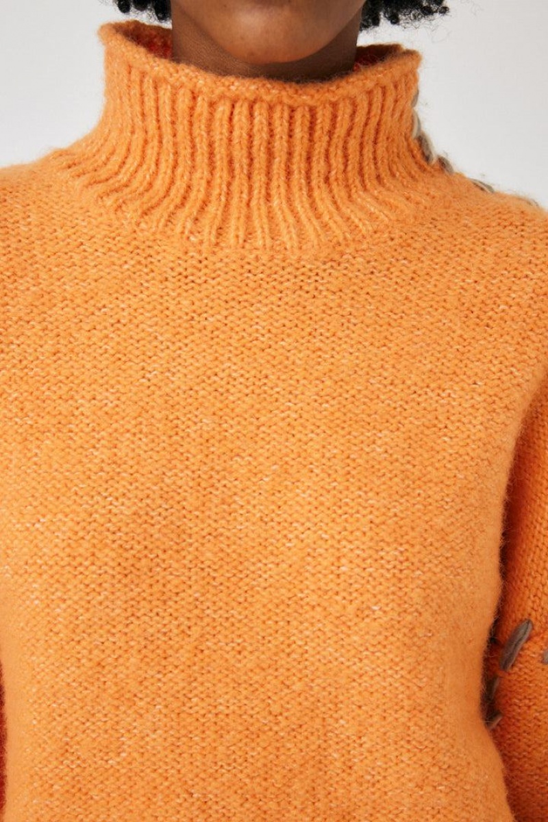 Dámské Svetry Moussy Cropped Stitching Knit Oranžové | UQO901BN