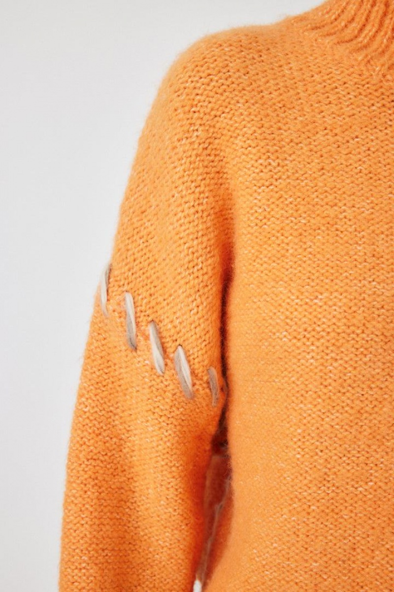 Dámské Svetry Moussy Cropped Stitching Knit Oranžové | UQO901BN